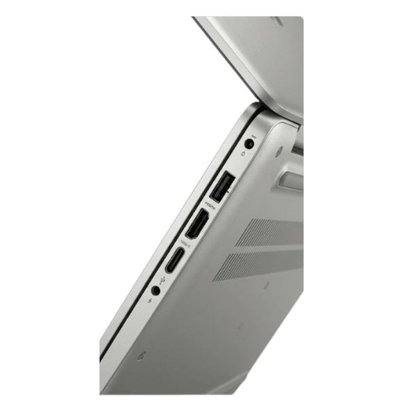 22 - Empowering Businesses: Your Premier eTIMS Integrators, Resellers, and Consultants Silver laptop seen from the side with its lid open, exposing the USB-C, HDMI, USB-A ports, and audio jack on the side.
