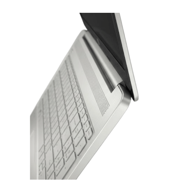 23 - Empowering Businesses: Your Premier eTIMS Integrators, Resellers, and Consultants Silver laptop opened at an angle, showing the keyboard and screen.