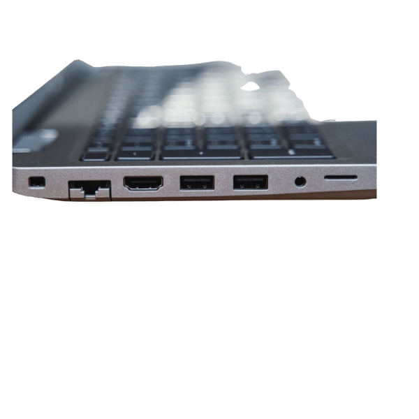 4 - Empowering Businesses: Your Premier eTIMS Integrators, Resellers, and Consultants Close-up of a laptop's side with Ethernet, HDMI, USB-A, USB-C, and audio jack ports.