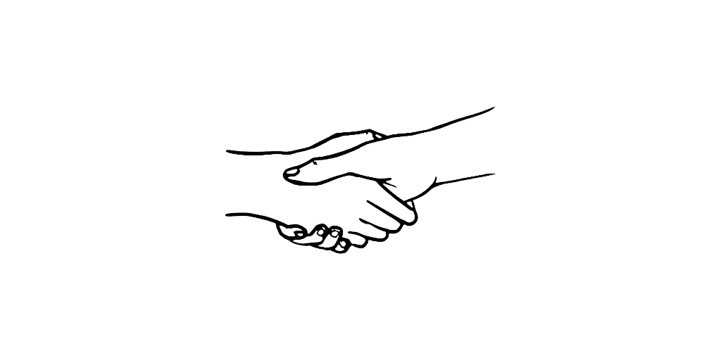 Two hands shaking to symbolize agreement or partnership.