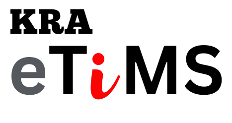 KRA eTiMS logo with bold black letters; red lowercase 'i' in the middle of 'eTiMS'.